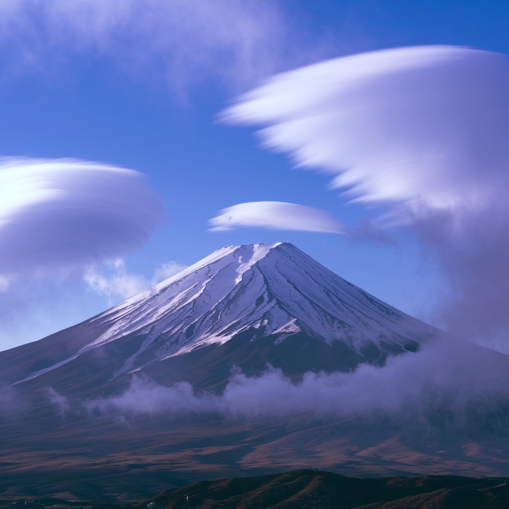 Awan lentikular, Gunung Fuji, Jepang